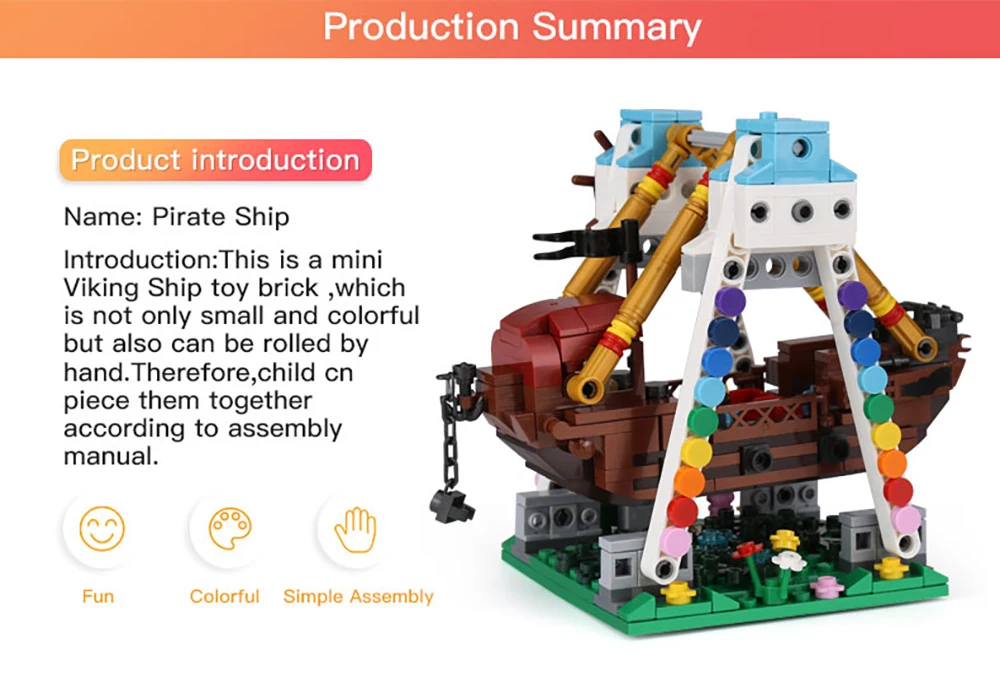 S8f6e19b215904a39aeff067599448b54a Klocki do budowy targowe blokuje diabelski młyn zestaw duże wahadło statek piracki karuzela Park rozrywki z instrukcją montażu