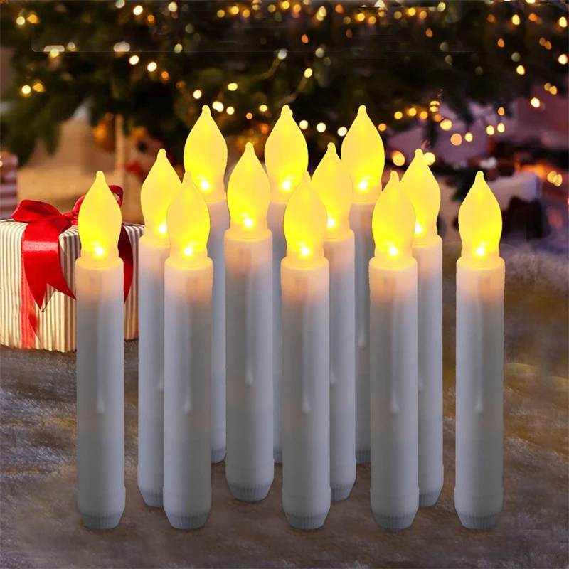 LEDLongCandleSimulationSmokelessElectronicCandleLightYellow