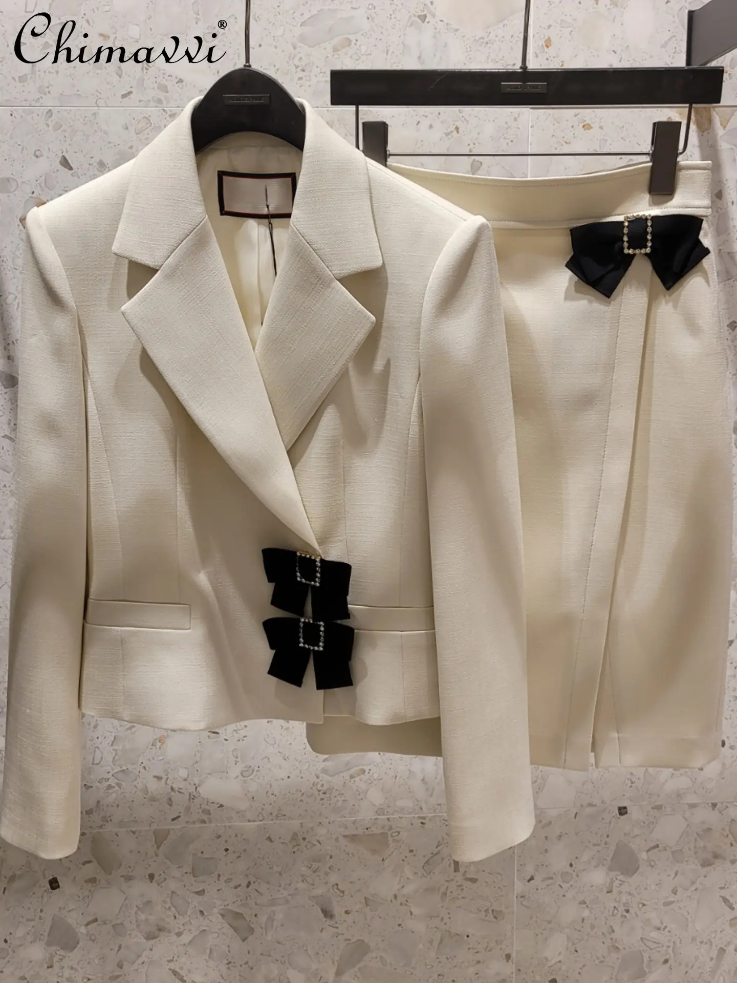 Two piece Fashion Elegant Commute Long Sleeved Slim Fit Short Suit Coat