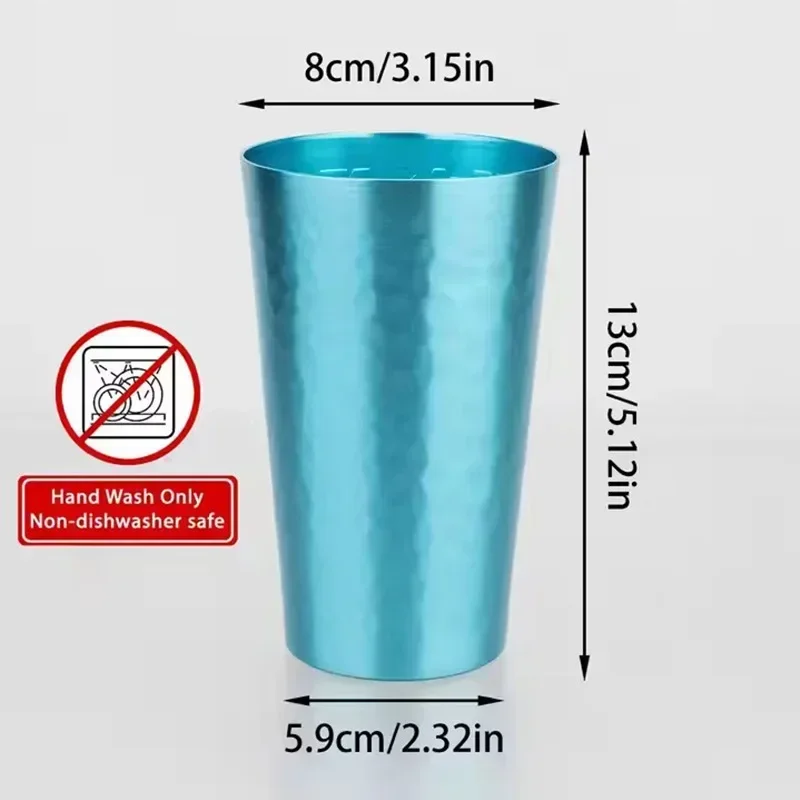 6PCS Colorful Hammered Aluminum Cups with Gift Box–Reusable Metal Tumblers for Cold Drinks, Juice, Wine–Cheers To Life Design L