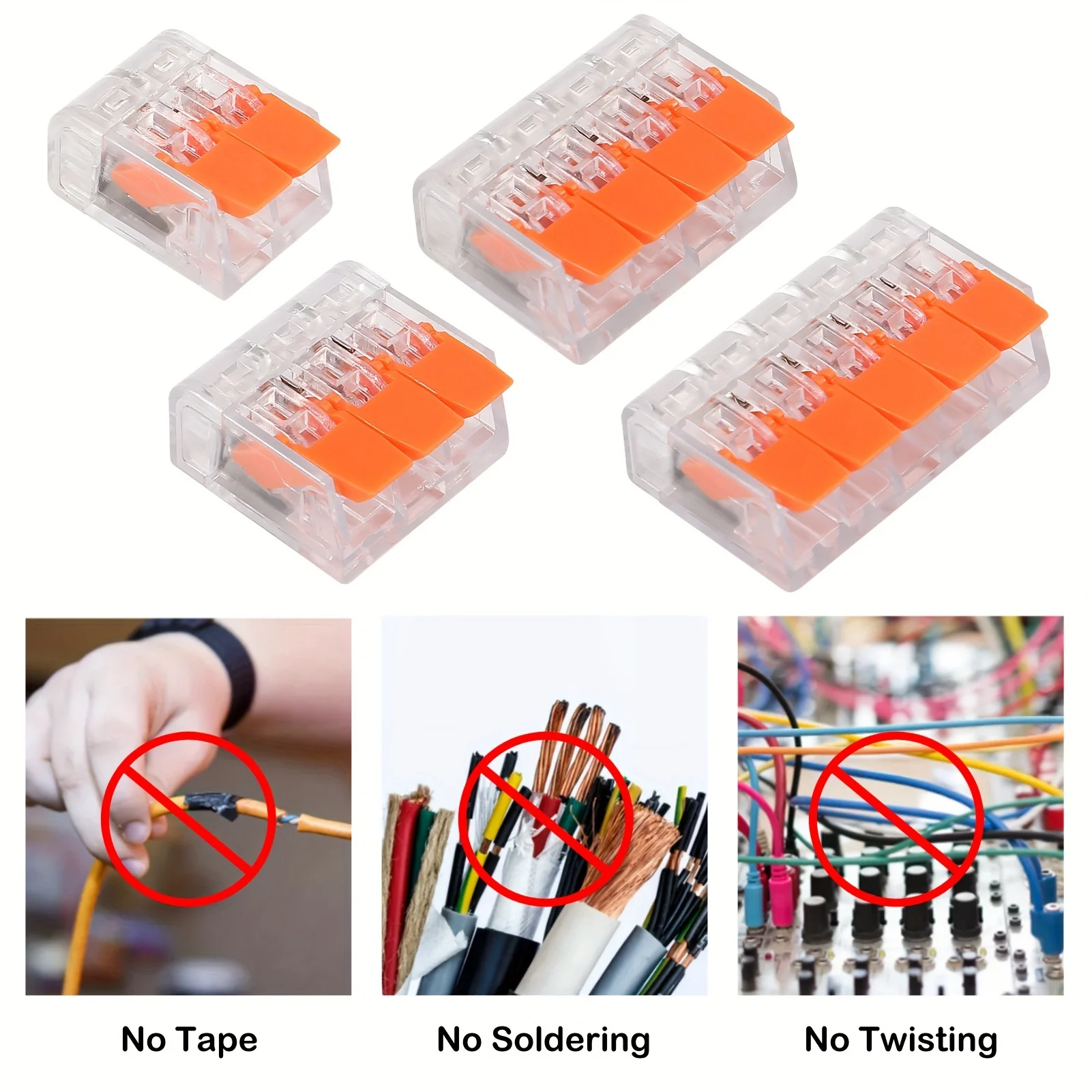 Universal Mehrfachanschlüsse orange Schnellsteckklemmen für Kabel bis 250 Volt und 32 Ampere kompakte und effiziente Lösung ideal für schnelle elektrische Verbindungen DIY Projekte Haushalts- und Industrieanwendungen – Detail 4