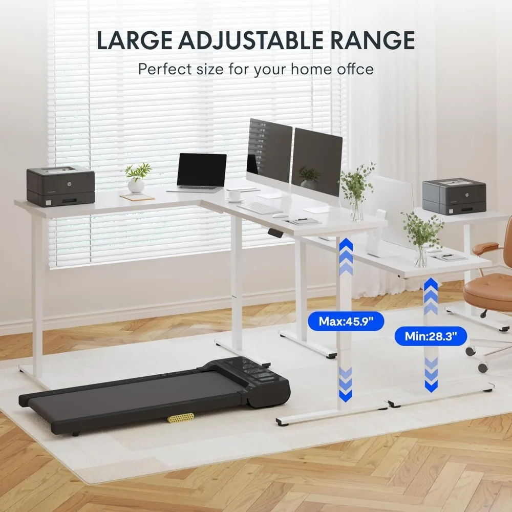 71 x 63 Inch Electric Height Adjustable Corner Desk, Sit Stand Computer Workstation, Preset Controller, Home, Office Desks 6