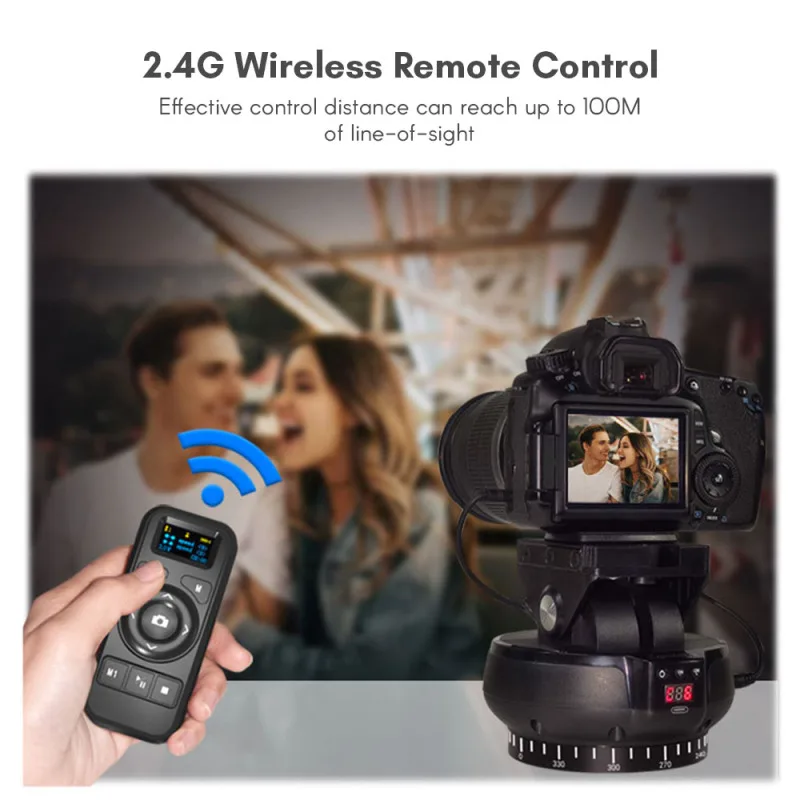 Andoer YT1200 Motorized Pan Tilt Head 2-axis Panoramic Head 360&deg; Rotation Panoramic Tripod 100M Wireless Remote Control