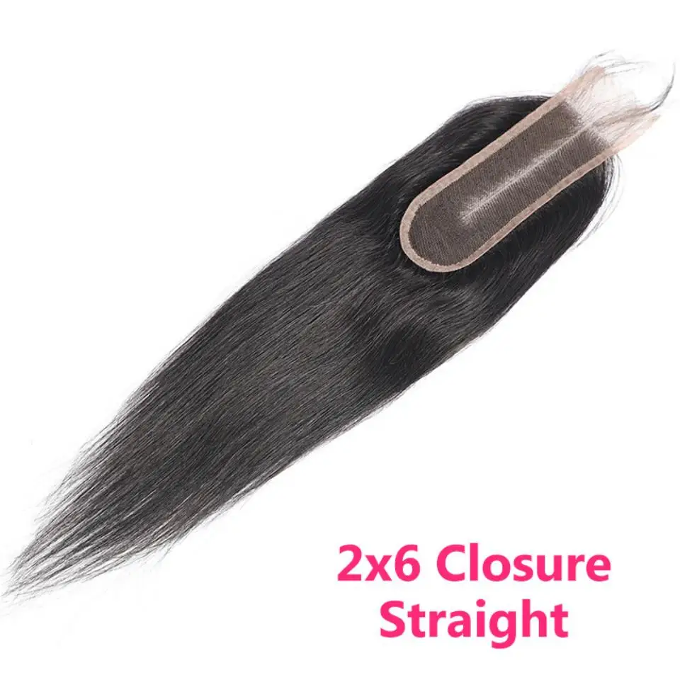 Brazilian Straight Hair Closure 2x6 Remy Human Closure Swiss Transparent Lace 8-22" for human hair lace closure