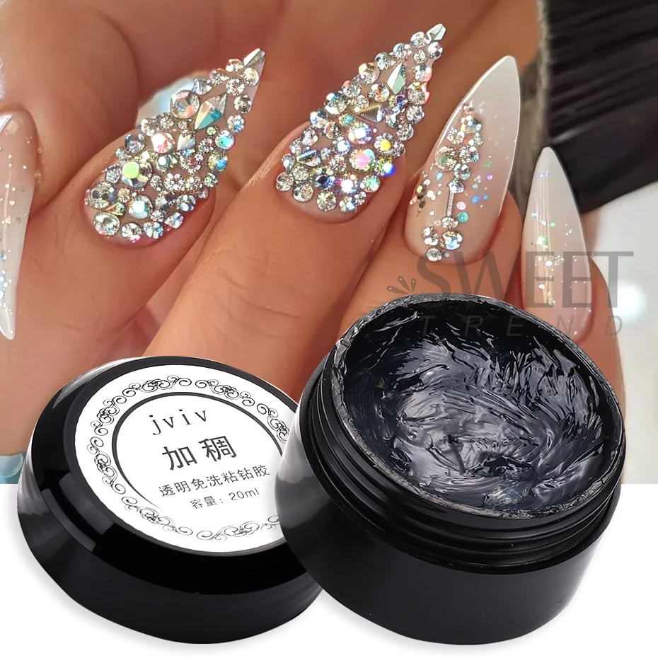 20ml Strong Solid Nail Rhinestone Glue No-Wipe Jewelry Adhesive Gel Diamond Crystal Gems Bling Soak Off Tips Glue Manicure Tools