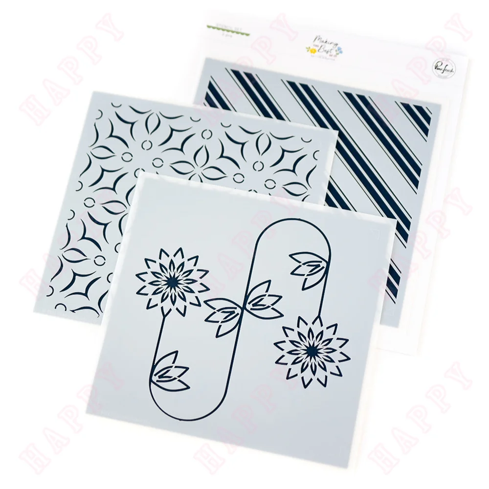 

Beautiful flowers, diagonal stripes DIY Layering Stencils Graphics Painting Scrapbooking Stamp Ornament Album Embossed Template