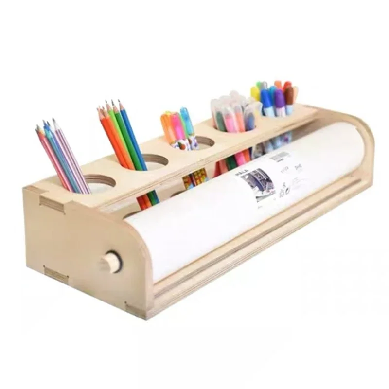 Desktop Solid Wood Easel Children's Paper Roll Holder 435*190*100mm Kindergarten Painting Set Art Tools School Supplies