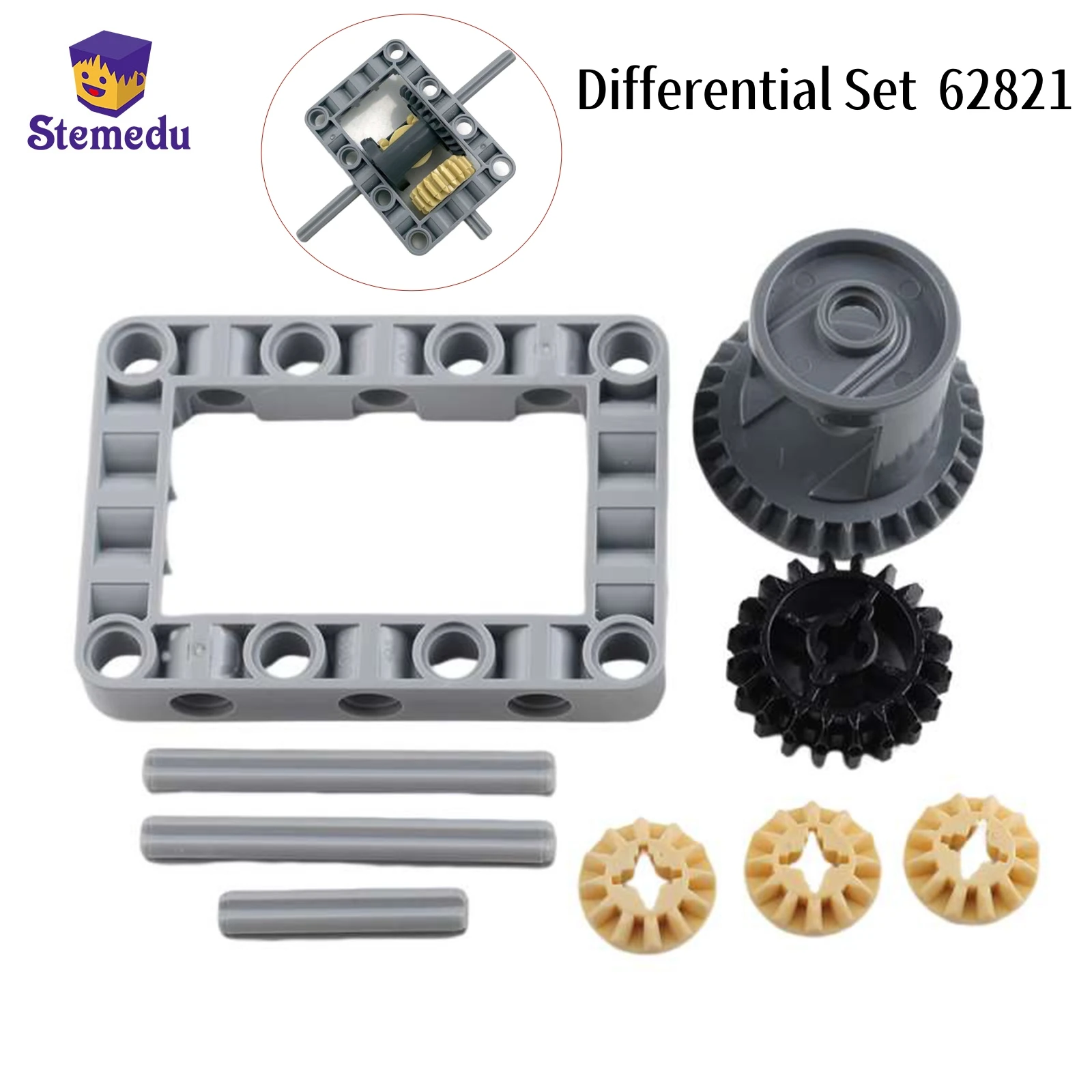 Differential Set Gearbox Building Blocks High-Tech Parts 62821 Hole Arm Beam DIY Accessories Compatible with Legoed Gift for Kid