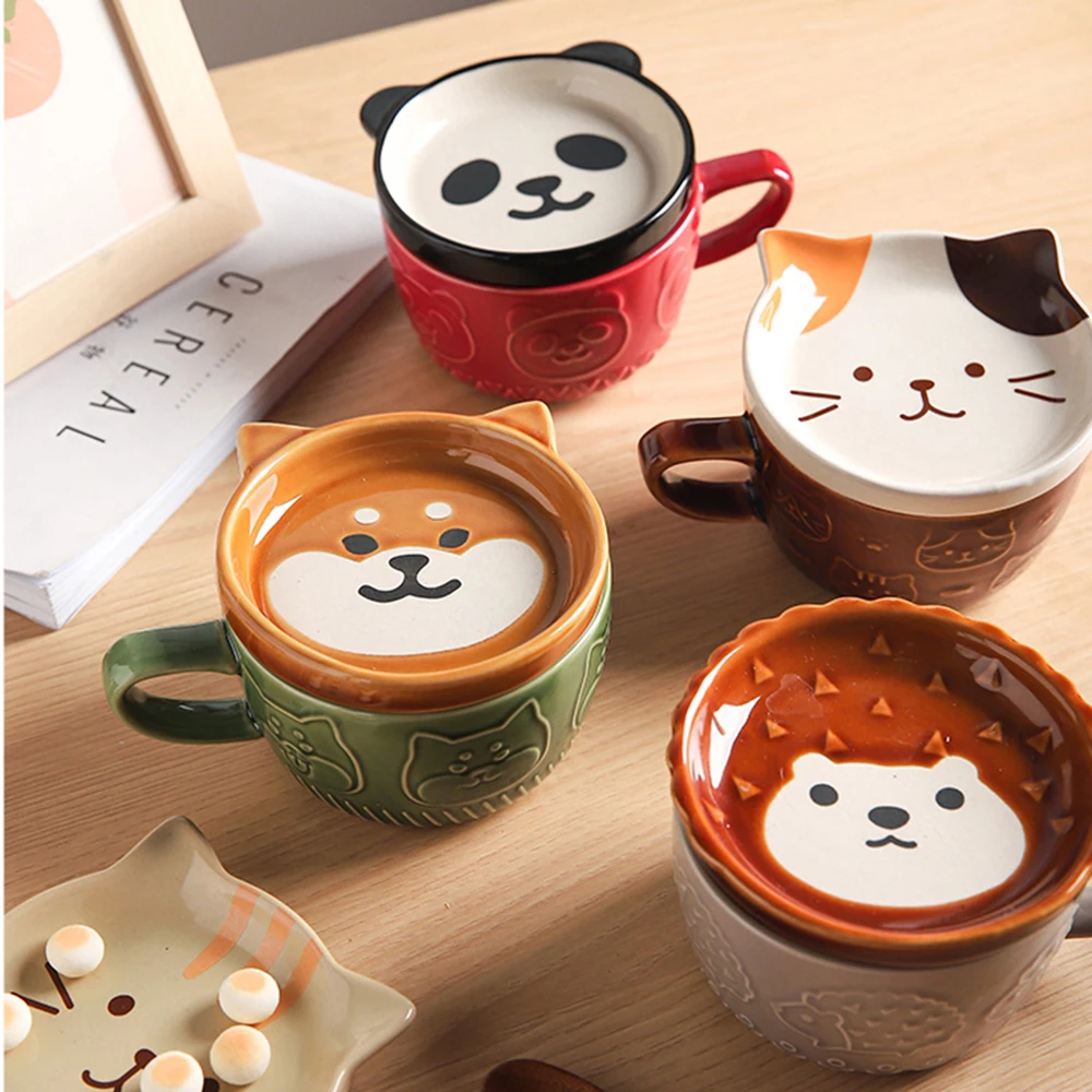 13.5 Oz 3d Cartoon Ceramic Coffee Mugs With Hot Air Balloon Lid