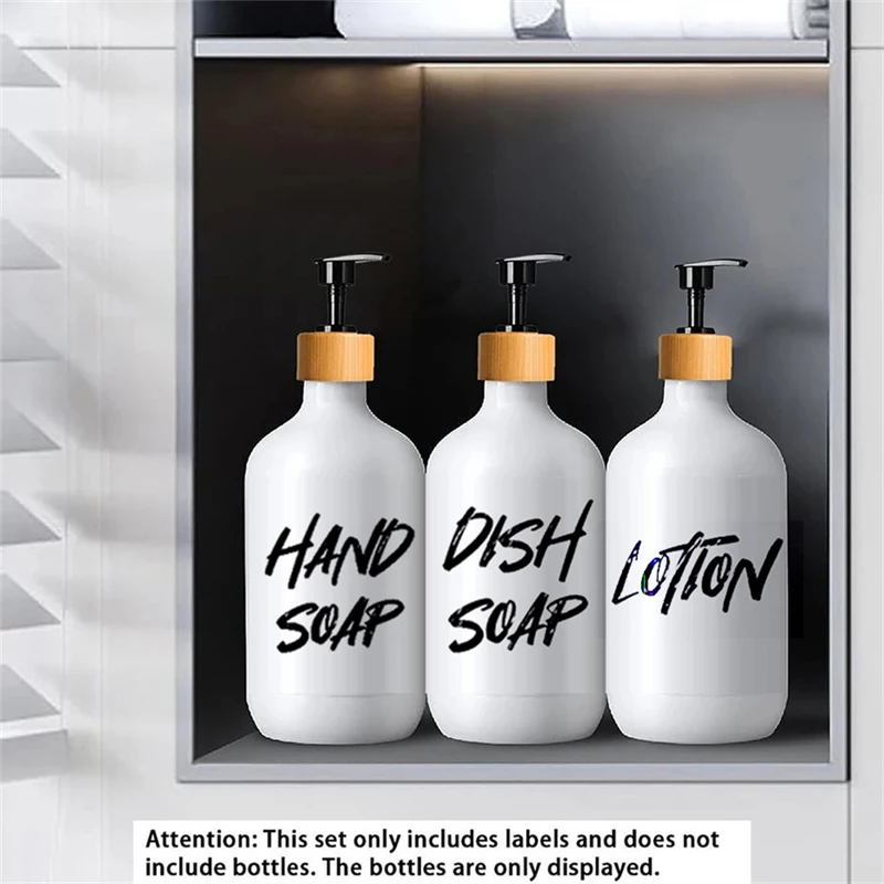 32 stuks waterdichte zeeplabels, etiketten voor flessen, badkamer-keuken handzeepdispenser etiketten stickers, verwijderbare etiketten voor afwaszeep, lotion, wasmiddel, shampoo en conditioner