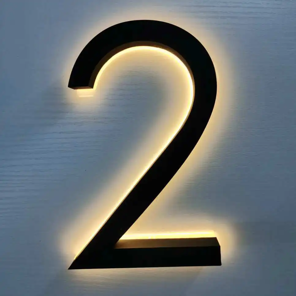 

Custom 3d backlit stainless steel light addressed number with house number signs