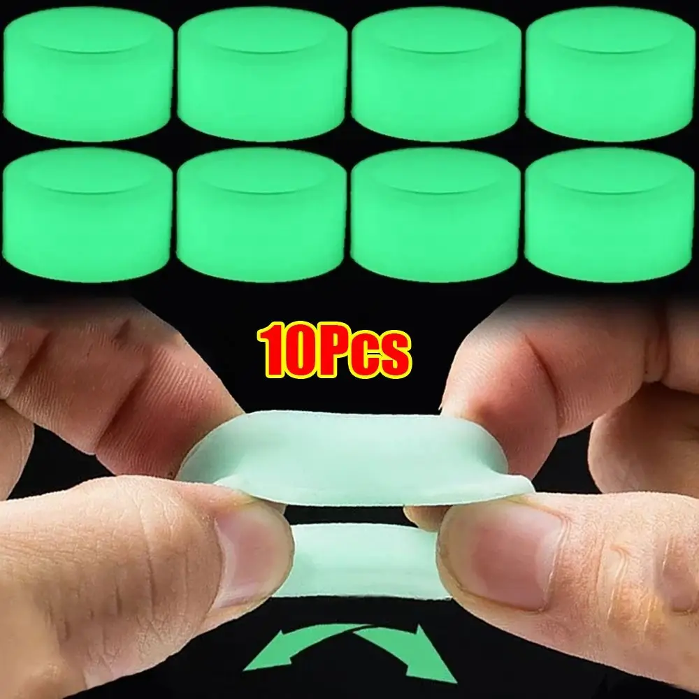 10Pcs Durable Silicone Fishing Rod Anti-skid Circle Luminous Absorbing Sweat Handle Wrapping Belt Anti-Slip Tape