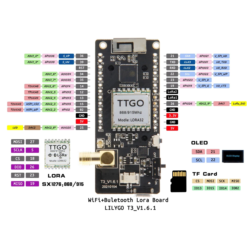 LILYGO® Disaster-Radio LoRa V2.1_1.6.1 ESP32 433/868/915Mhz WIFI