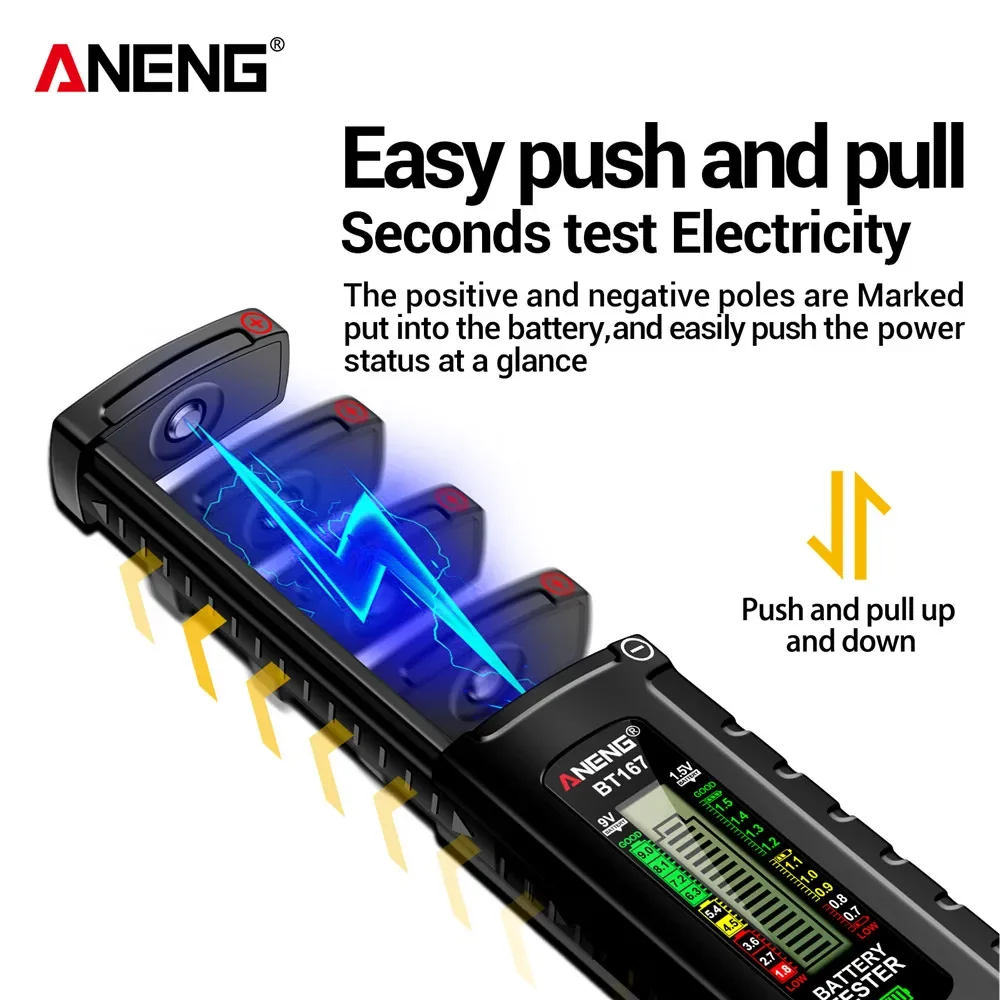 ANENG BT167 Battery Level Detector Multifunctional Quickly Measure Battery Level ABS Plastic Precise Measurements Tester Tools battery tester