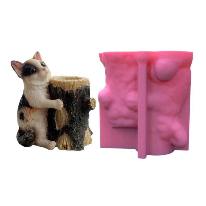 

E0BF Quality Cat Silicone Mold for Resin Casting Design Charm Pen Holder and Entrance Decorations Fun and Functional