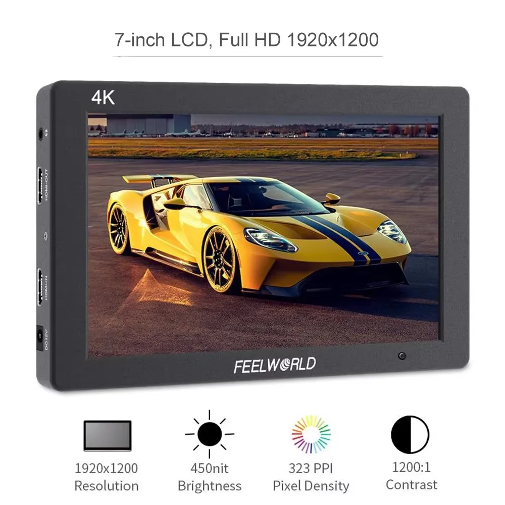 FEELWORLD T7 PLUS LUTIPS 1920x1200 On-camera Field Monitor Aluminum Housing 4KHDMI-compatible Input/ Output For Video Shooting