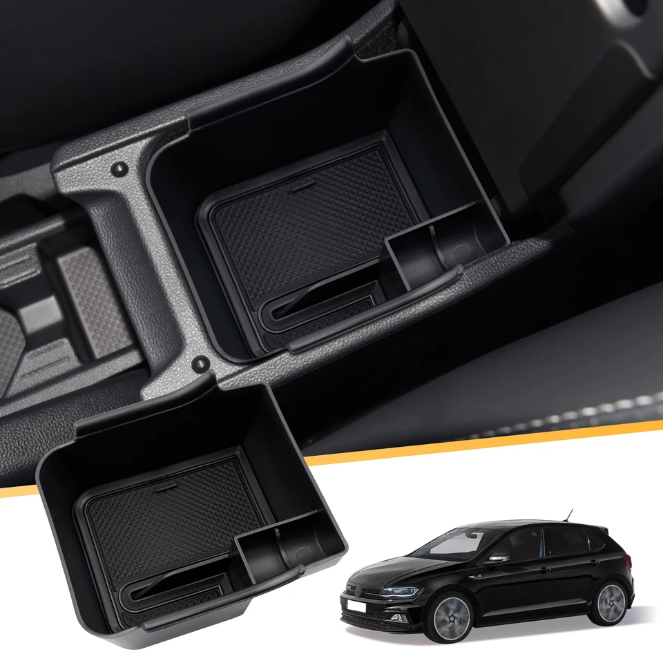 Smabee Center Console Storage Box for VW POLO 2018 - 2023 Plus GTI  Dashboard Tidying Tray for Volkswagen POLO Accessories BLACK