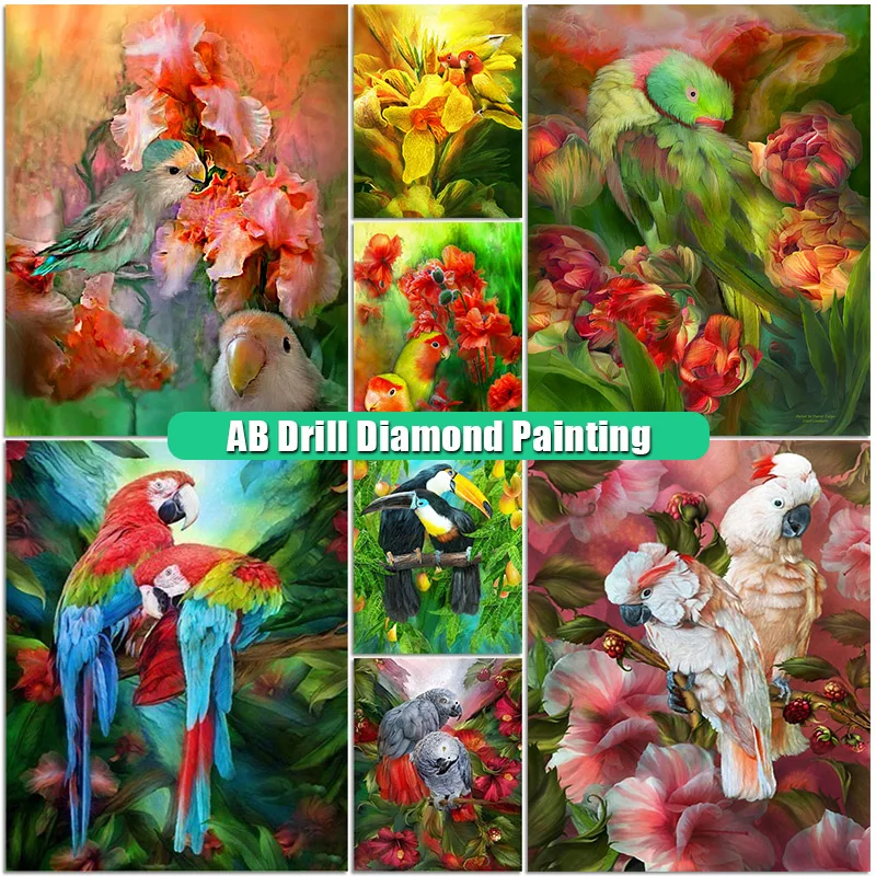 Animals Picture 5d Diamond Painting Kits Leopard Giraffe Parrot