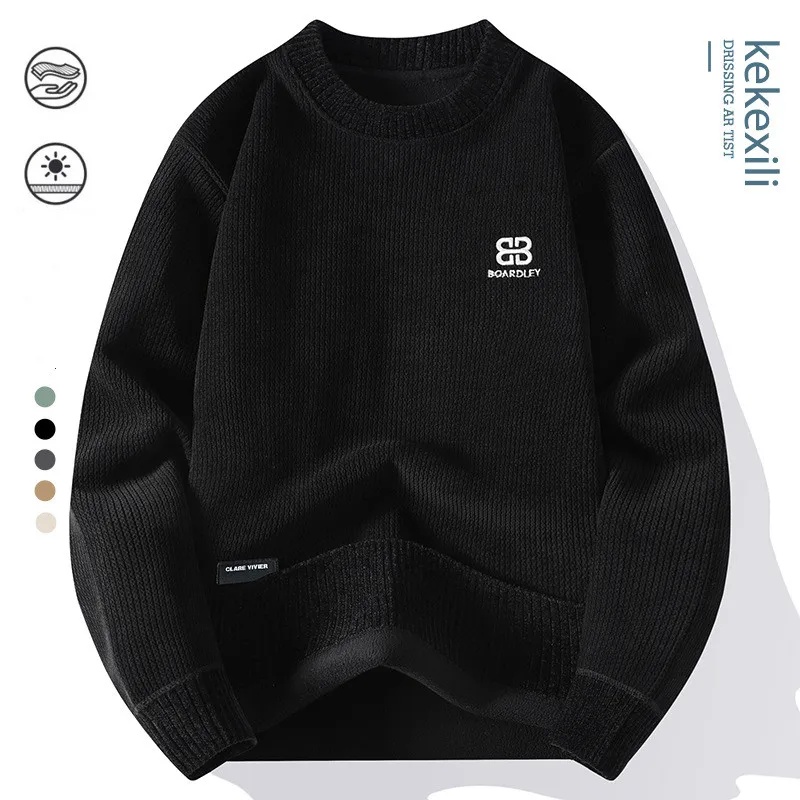 2023 Autumn/Winter Round Neck Knit Casual Warmth Plush Pullover Men's and Women's Fashion Embroidery Sweater