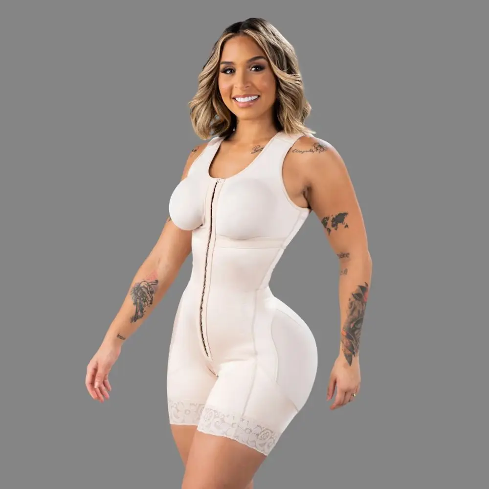 Women Body Shaper Compression Double Full Body Stage 2 Faja With Bra Underbust Body Shapewear Bodysuit