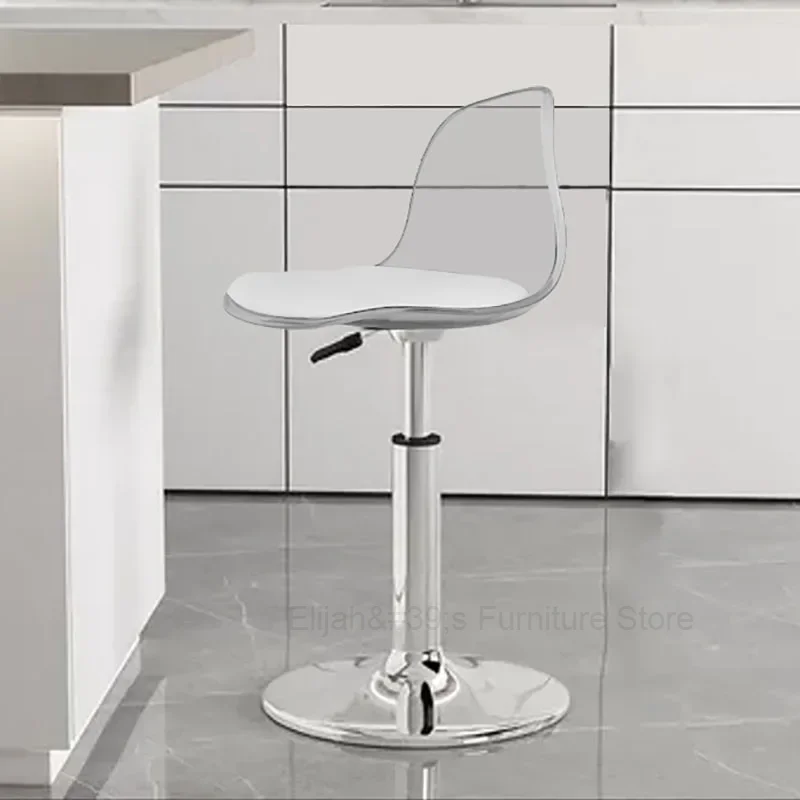 Waterproof Lift Modern Bar Chair Plastic Low Transparent Design Counter Swivel Chair Metal Minimalist Lounge Sandalye Furniture