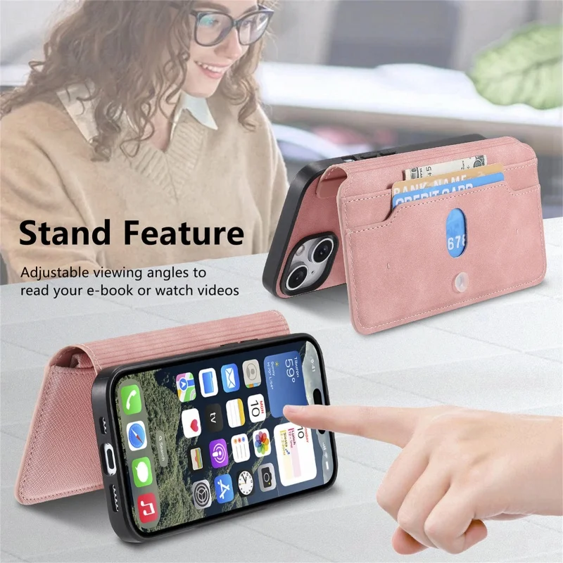 Magnetic Leather Wallet Phone Case with Zipper Card Holder