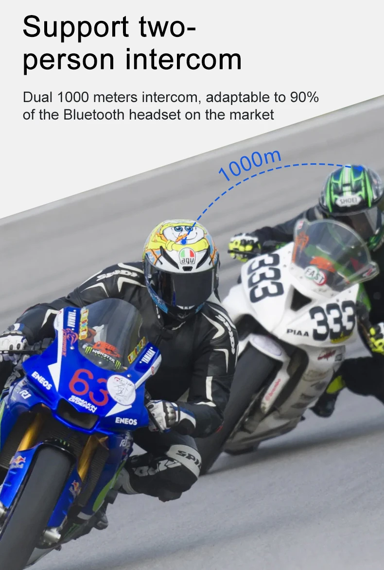 Bluetooth Intercom Headset For Motorcycle Helmets Ipx6 Waterproof_voghion.com