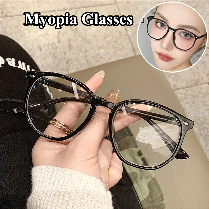 

Luxury Brand Round Myopia Glasses Blue Light Blocking Finished Eyeglasses Women Men Prescription Nearsighted Glasses Diopter