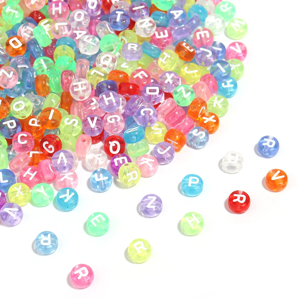 100pcs/Lot Acrylic Oblate Alphabet Beads Colorful Transparent Letter Beads for Jewelry Making DIY Bracelet Necklace Accessories acrylic letter beads