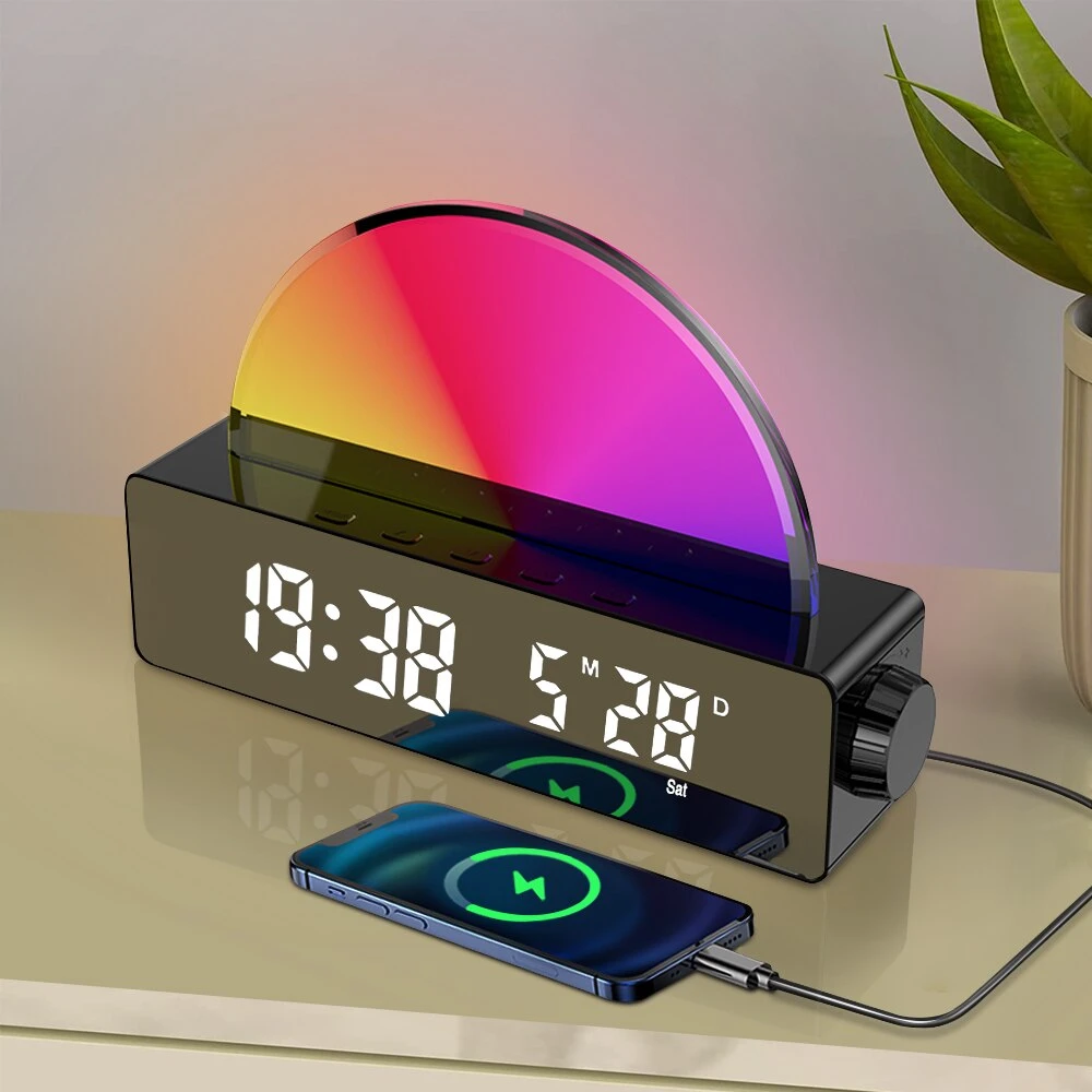Led Digital Clock Wake Up Light Sunrise Alarm Clock For Heavy Sleepers