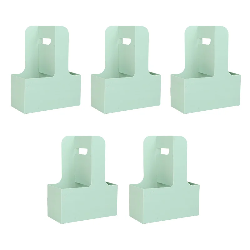 5/10 stücke Kraft Papier Blumenstrauß Taschen Tragbare Trinken Kaffee Nehmen Halter Hochzeit Geburtstag Party Weihnachten Geschenk Verpackung box – Detail 8