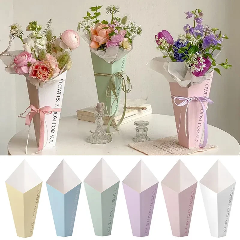 Gift Wrapping Paper 1PCS Triangle Flower Wrapping Paper Box Bouquet Packaging Bag Flowers Paper Material Graduation Wedding Party Decor Supplies
