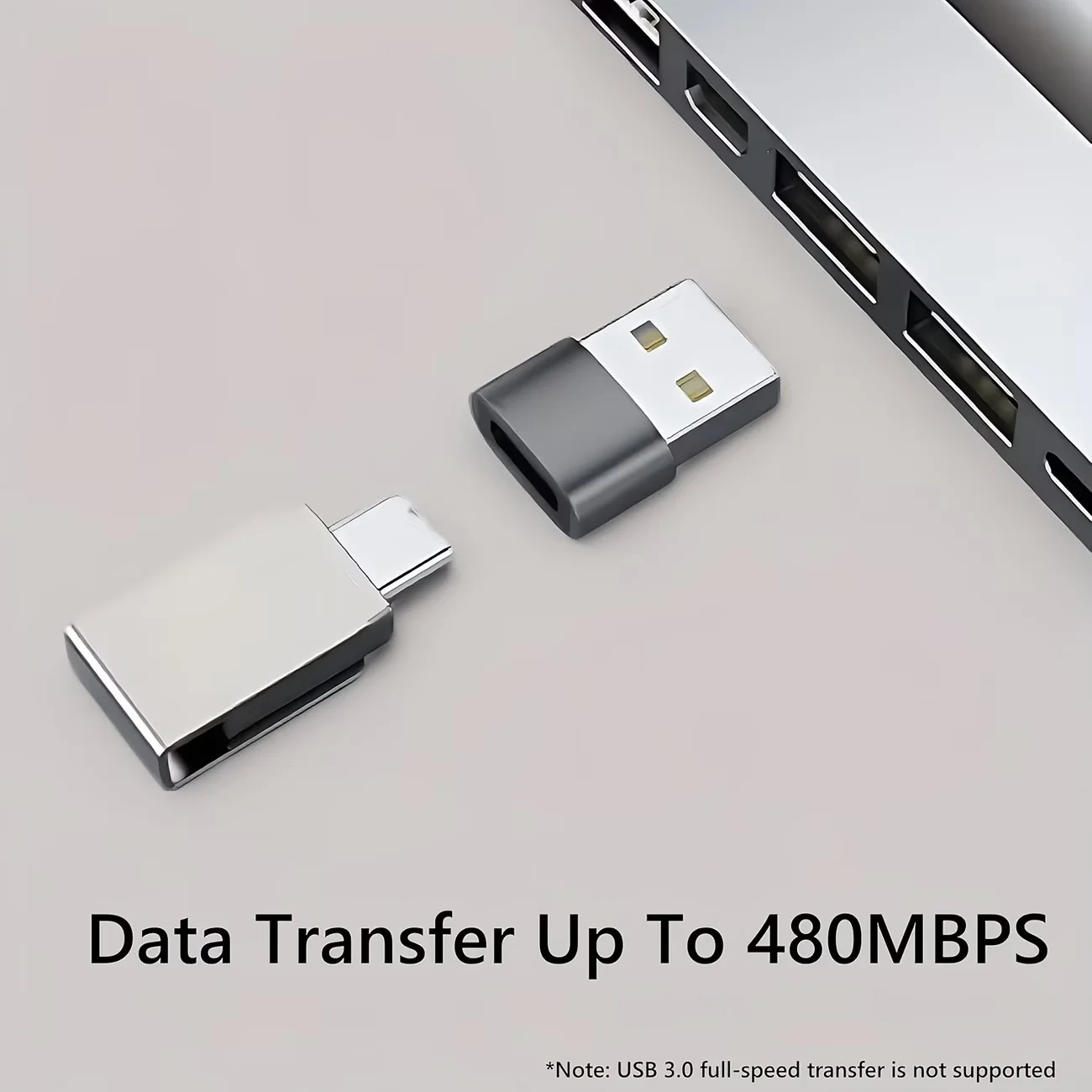 USB-C 어댑터 세트 (C형 수-2.0형 암 충전 어댑터 포함); 세트에 포함된 C형-USB 어댑터는 알루미늄 쉘이 사용됩니다. 4개입.
