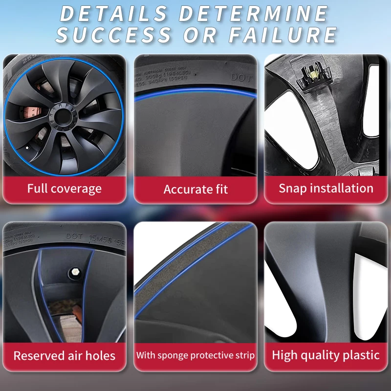 Wheel Hub Covers Wheel Hub Caps 4PCS Wheel Cover Performance Replacement for Tesla Model Y 19 Inch