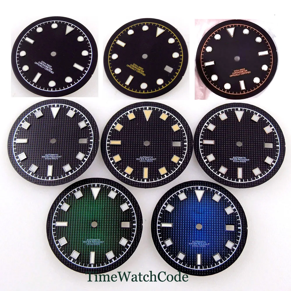 

33.5mm Watch Dial Fit NH35A ETA2824 2836 PT5000 ST2130 Miyota 8215 821A DG2813 Movement Luminous Watch Face Black Blue Green
