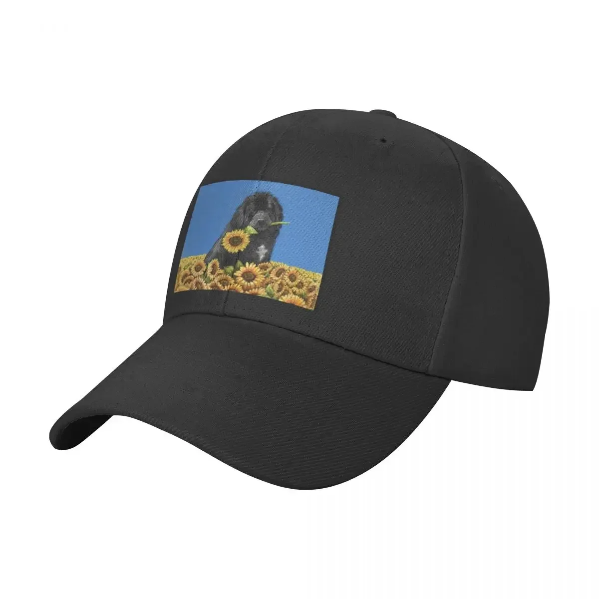 

Sunflowers and newfie Baseball Cap Hat Beach Brand Man cap Hat Man For The Sun Hat Man Luxury Boy Women's