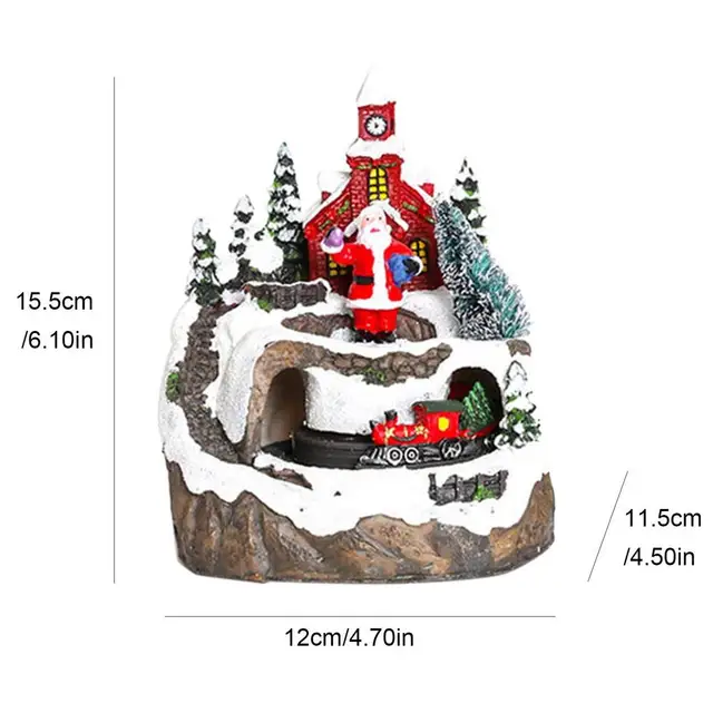 Village Noël avec lumières musique et mouvement 30x35x35 cm courant