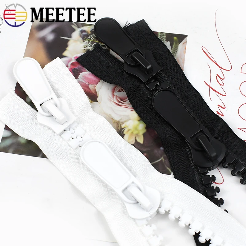 Meetee 1Pc 70-100cm 20# Resin Zipper Black Large Zippers Open-End