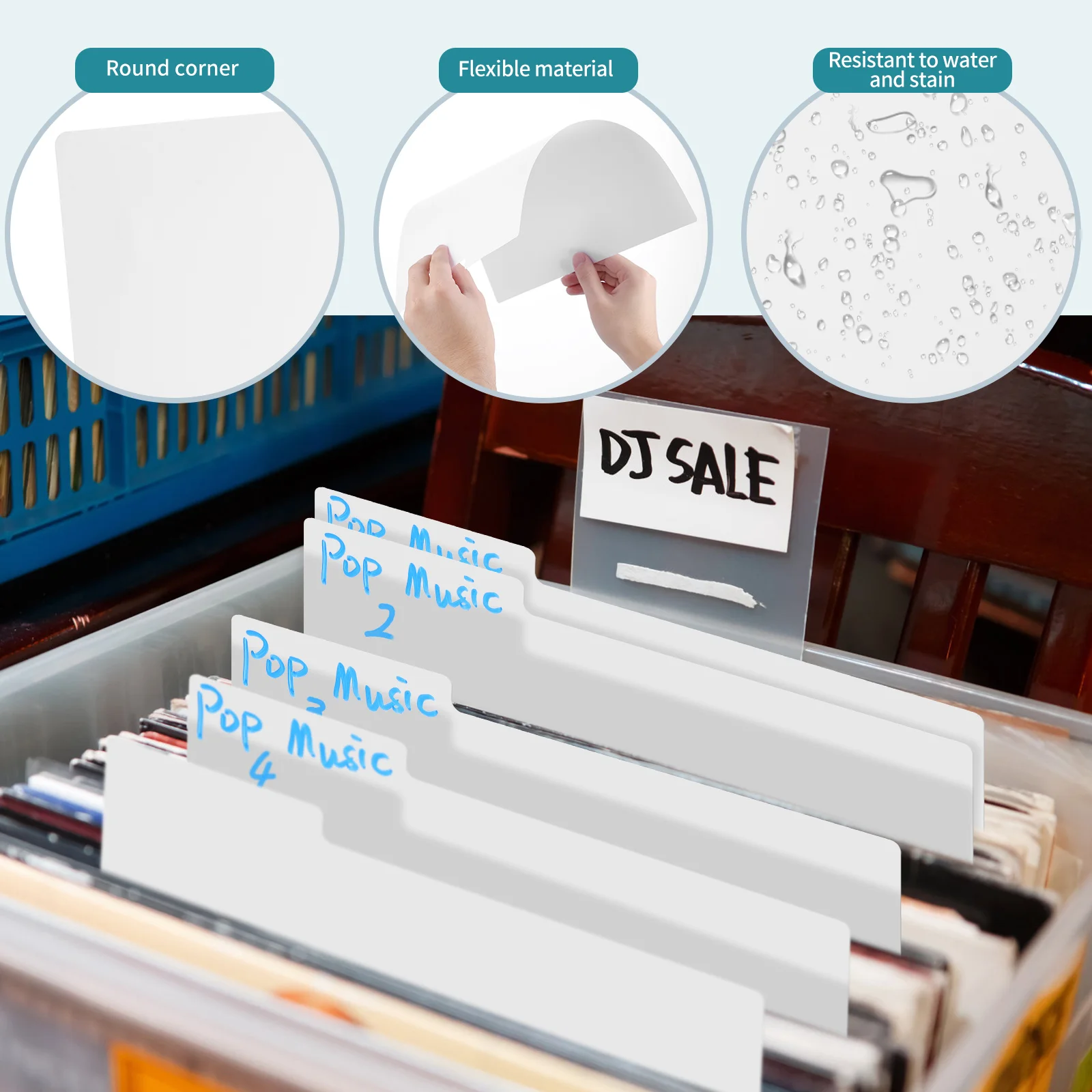 LP/CD Divider Index Card Vinyl Record Album Sorting Label Card Classification Separators With Tabs Organizer 10pcs