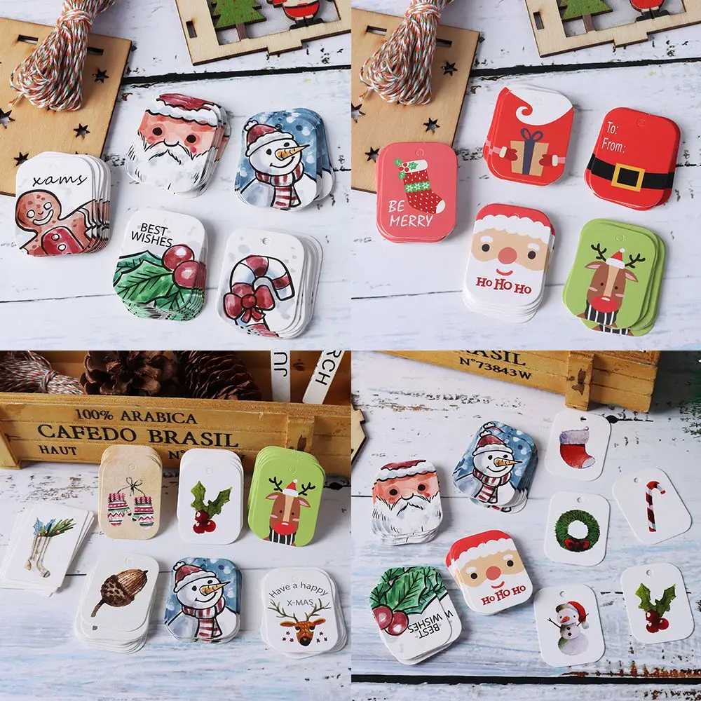 48/50pcs 파티 카드 포장 용품 크래프트 종이 교수형 태그 선물 포장 크래프트 태그 크리스마스 레이블