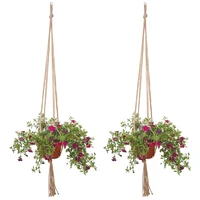 1PC Creative Woven Garden Flowerpot Net Cotton Hemp Rope Hand-Woven Simple Indoor And Outdoor Hanging Wall 2