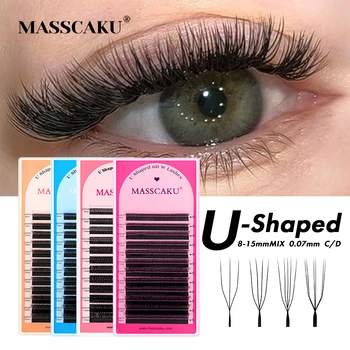 New Trend U Shape 3D 4D 5D 6D Eyelash Extension 0.07mm Thickness Denser Slender Cilios U Style Volume Fake Eyelashes by MASSCAKU 1