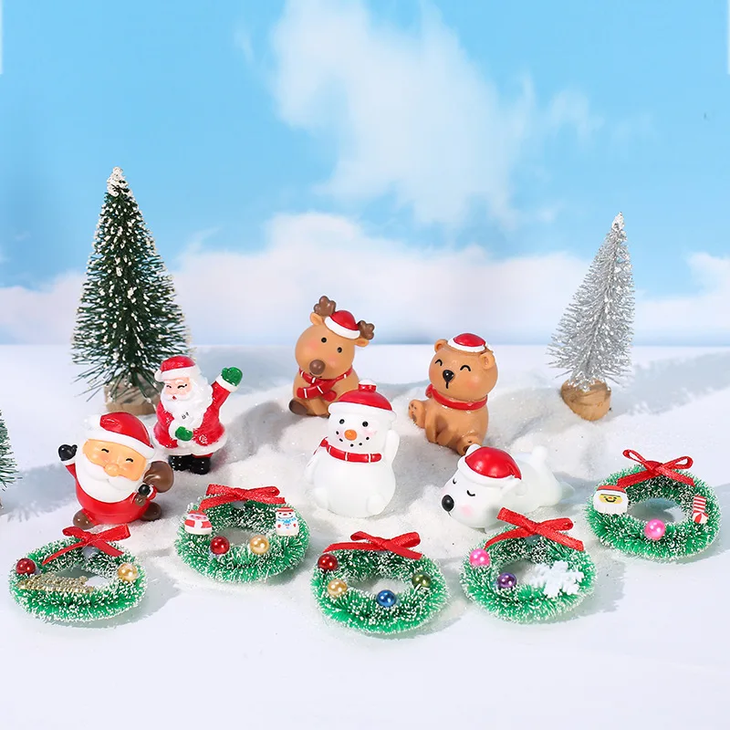 Christmas Miniature Items Trees Santa Elk Snowman Cute DIY Accessories  Keychain Christmas Home Decor Mini Desk Decorations
