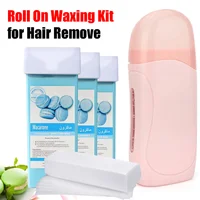 New Roll on Wax Unisex Depilatory Cream Hair Removal Roller Wax Heater Waxing Hot Cartridge Warmer Equipment Tool Waxing Kit 2