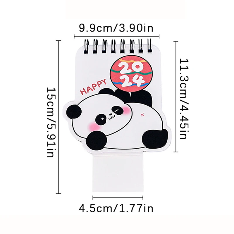 2024 Cute Mini Cartoon Panda Calendar Desktop Decor Creative