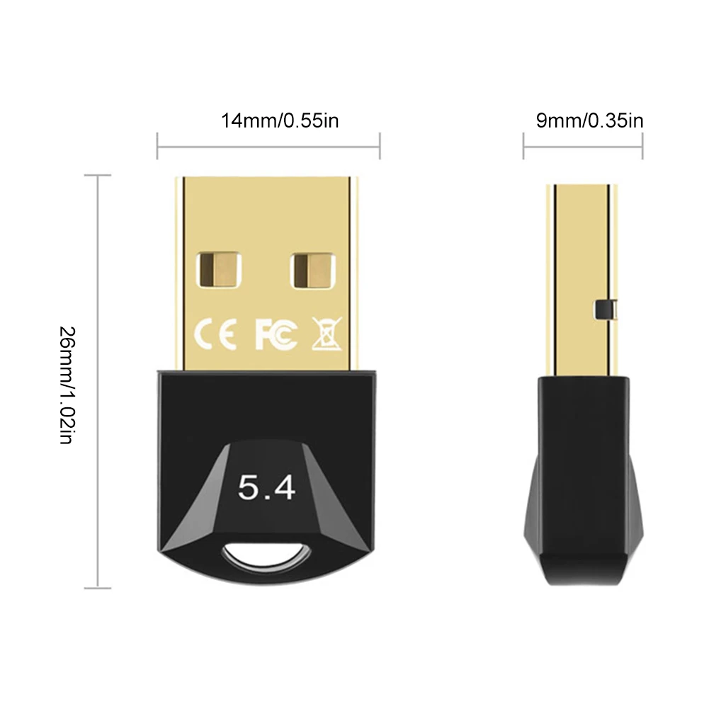 USB 블루투스 호환 5.4 어댑터, 무선 동글 드라이버 프리 지원, 컴퓨터 데스크탑 노트북용, Windows 11, 10/8.1