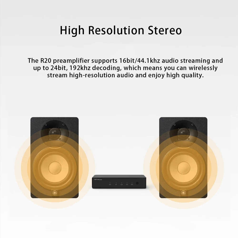Wireless Music Streamer HiFiMuse R20 AirPlay DLNA Spotify Connect Multiroom Audio Receiver Bluetooth 5.0 USB DAC AUX WiFi