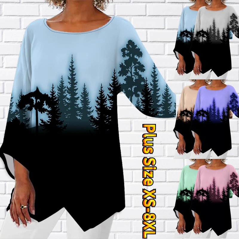 

Autumn Winter Women's Everyday Round Neck Top Fashion Pullover Long Sleeve New Design Printed Long T-shirt Oversized Clothes