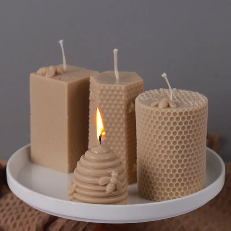 Bee Honeycomb Silicone Mold for DIY Scented Candle Soap Making Wax Mould Plaster Resin Craft Molds Supplies Home Art Decoration