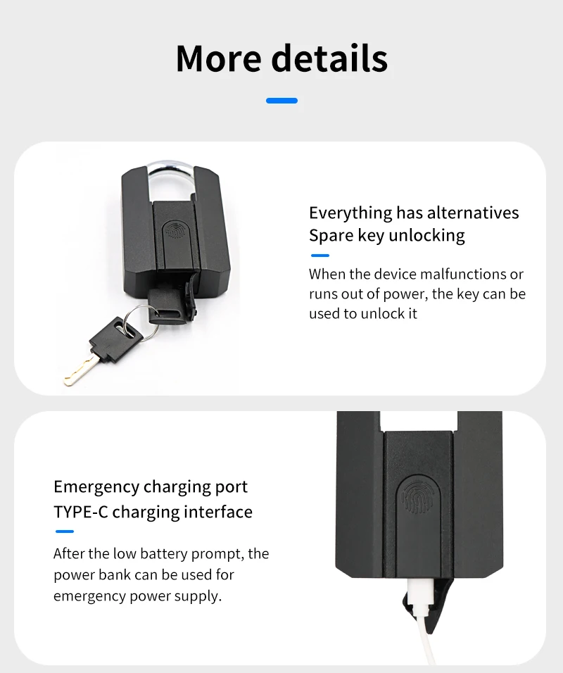 IP67 TTLock Smart Padlock Bluetooth APP Fingerprint Lock Keyless Bag Pad Lock G2
